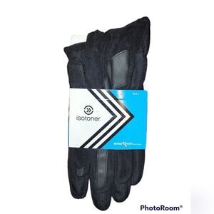 NWT Men's Isotoner Black Smart Touch Winter Gloves Large